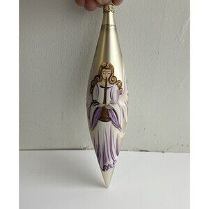 Bombay Co Hand Blown Hand Painted Tear Drop Angel Christmas Ornament 8 1/2"